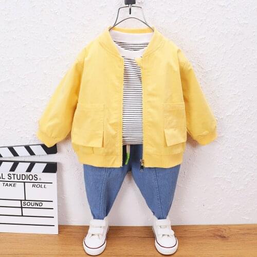 Spring and Autumn Boys' and Girls' 3-piece Sets Zipper Jacket Long Sleeve Tshirt and Pants