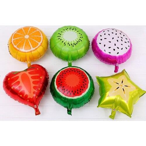 30pcs Fruit Foil Balloon Peach Watermelon Kiwi Strawberry 18 inch Orange Pineapple Summer Party Decoration Supplies Kids Toy
