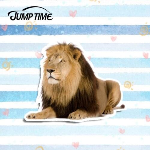 Jump Time 13cm x 10.7cm Auto Moto Bike Laptop Lion Sitting Animal Decal Reflective Car Sticker Waterproof 3D Car Styling