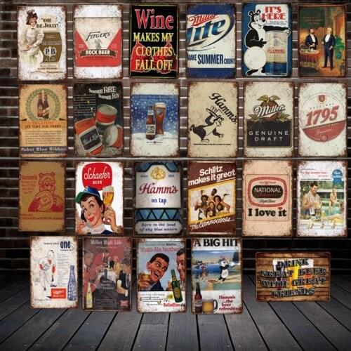 [ WellCraft ] Drink Great Beer with Great Friends Tin Sign Posters Custom Vintage Painting Sticker Metal Decor LT-1973