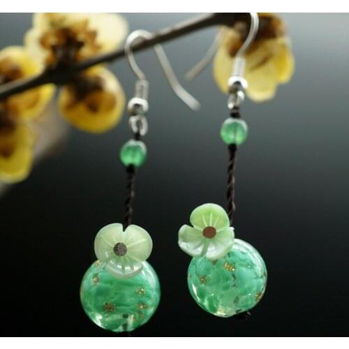New Summer fashion colored glazed dangle earrings for women,vintage simple earrings shell jewelry ethnic fashion earrings