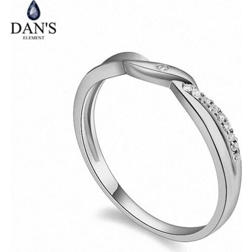 DANS Element Brand Real AAA Zirconia Micro Inlays Fashion Leaf Ring for women Valentines Gift 108716White