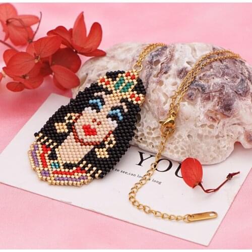 Women Retro Ethnic Style Miyuki Millet Beads Necklace Hand-made Woven Beaded Spider Love Stars Pendant Necklaces Girl Jewerly