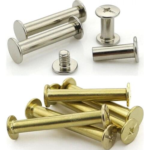 10-20Pcs M5 Copper Plated/Nickel Plated Chicago Screws Snap Rivet Books Leather Album Binding Butt Screws