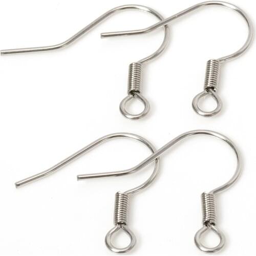 100pcs Nickel Free Stainless Steel Earring Hooks Clasp 18mm Earring Wires for DIY Accessories for Wholesale Craft Jewelry Making