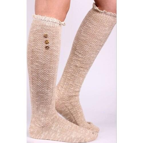 2016 Women Button Lace stockings boot cuff Leg Warmers Foot boot cuff lace knit leg warmer Western style 10pair/lot #3969