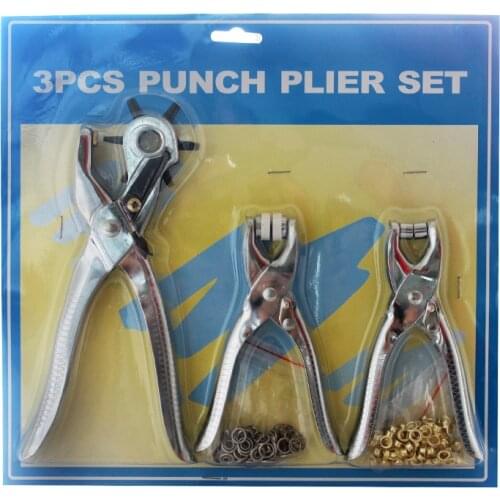 3Pcs Punch plier set Multifunctional Punch pliers + Belt punch + Snap button clamp /shoes eyes pliers