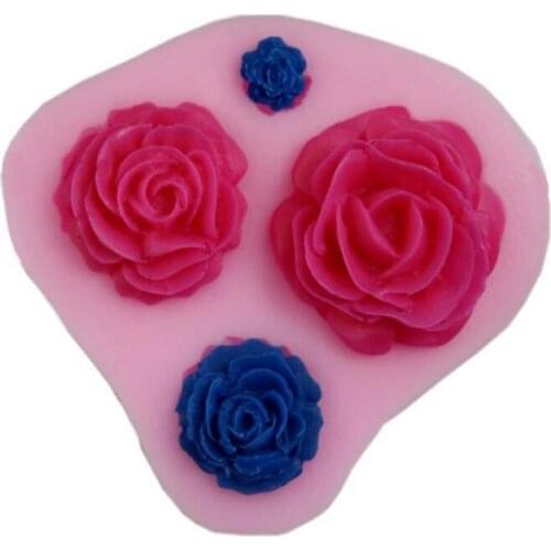3D Big Small Rose Flower Silicone Mold Fondant Cake Soap Molds Jelly Mousse Chocolate Decoration Baking Tool Moulds