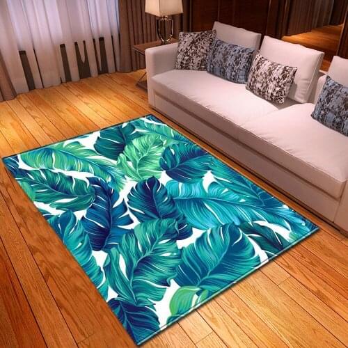 3D carpet tropical rain forest floor mats non-slip carpet home decoration bedroom dining area floor carpet palm leaf living room