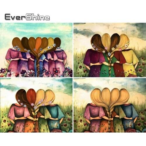 EverShine Diamond Painting 5D Full Drill Square Portrait Diamond Embroidery Girl Mosaic Rhinestones Hair Picture Home Decor