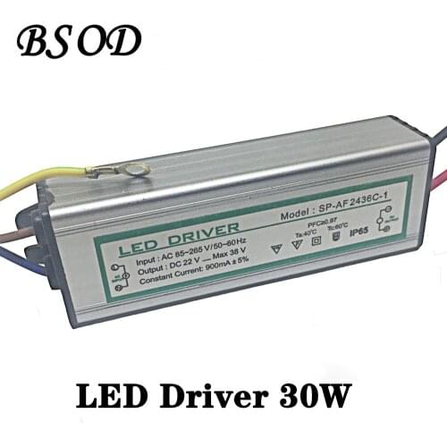 BSOD LED Driver 30W Lighting Transformer Power Supply Input Voltage AC85-265V Output DC 22-38V Constant Current 900ma Aluminum