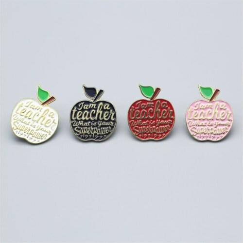 Be Riotous With Colour Apple Cartoon Letter Brooch Interesting Metal Enamel Badge Denim Jacket Backpack Pin Decoration