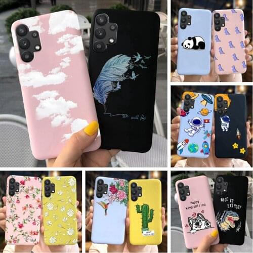 A32 Case For Samsung Galaxy A32 5G 2021 Phone Cover Fashion Feather Painted Soft Silicone Slim Case For Samsung A32 4G A325F Bag