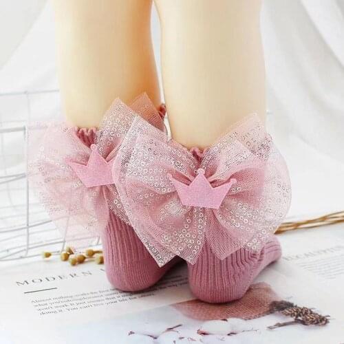 Fashion Boutique Kids Cotton Socks Princess Solid Color Lace Sequined Short Tube Socks For Children Girls 1-10 Years