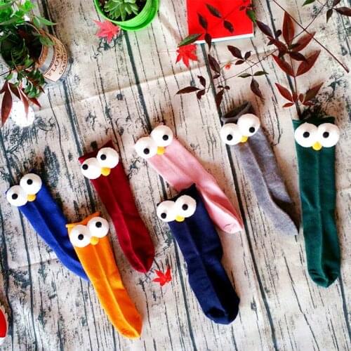 Kids Socks Cotton 3D Big Eyes Cartoon Socks Colored Cute Baby Long Tube Socks Animal Boys Girls School Wear Bebe Funny Creative