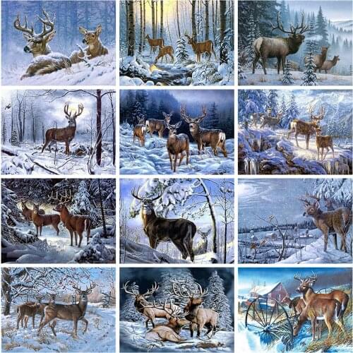 Evershine 5D DIY Diamond Painting Deer Full Square Mosaic Winter Diamond Embroidery Cross Stitch Animals Home Decor