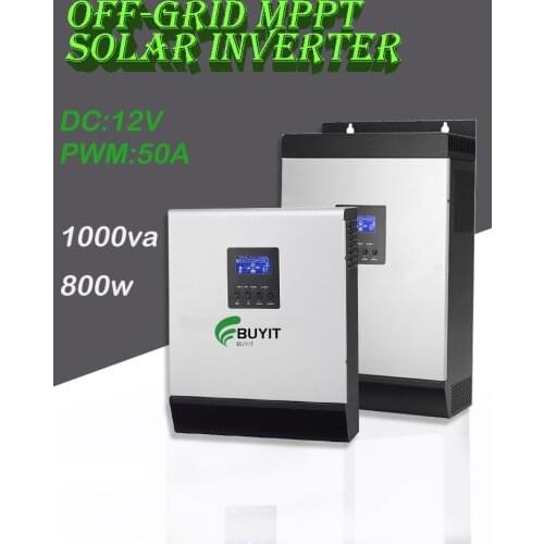 1000va Solar Inverter 12v 220v Hybrid Inverter Pure Sine Wave Built-in 50A PWM Solar Charge Controller Battery for home use
