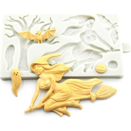 Halloween Witch Ghost Bat Pumpkin Silicone Mold Fondant Cake Mold DIY Chocolate Candy Mold Cake Decoratinig Tools Bakeware