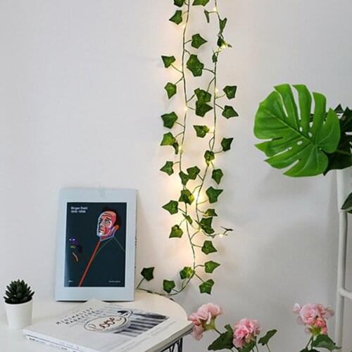 Greenery Artificial Ivy Garlands String Lights LED Battery Powered Lamp Wedding Christmas bedroom Garland Outdoor Garden Decor