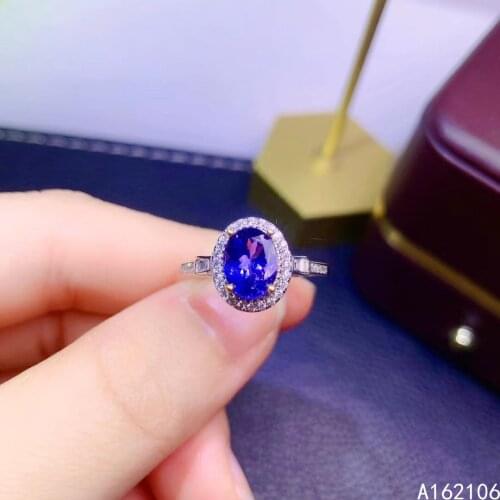 925 Pure Silver Chinese Style Natural Tanzanite Womens Luxury Exquisite Simple Oval Adjustable Gem Ring Fine Jewelry Support De