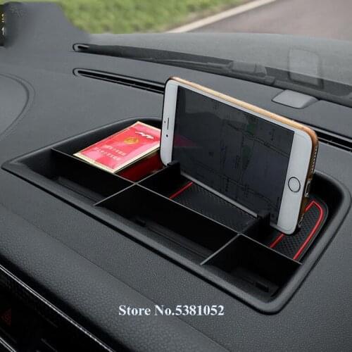 Front Central Console Dashboard Storage Box Phone Holder For Volkswagen VW Tiguan Mk1 2011 2012 2013 2014 2015 2016 Car Styling