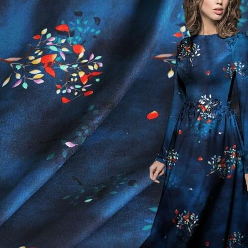 Red Raspberry 20momme Crepe Silk Colourful Flowers Printed Fabrics Garment Materials Women Dress DIY Sewing Cloth Freeshipping