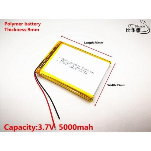 Good Qulity 3.7V,5000mAH 905575 Polymer lithium ion / Li-ion battery for tablet pc BANK,GPS,mp3,mp4