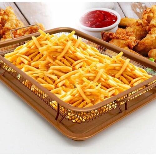Copper Baking Tray Oil Frying Baking Pan Non-stick Chips Basket Baking Dish Grill Mesh Kitchen Tools