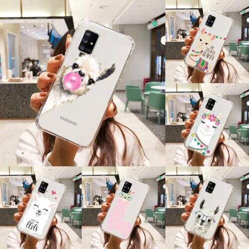 Kawaii Cute Llama Alpaca Phone Case Transparent For Samsung S A M J 21 20 50 30 60 5 7 51 71 90 11 10 J710 e p PLUS Prime 5G