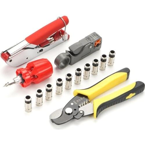 Multifunctional network crimping pliers, wire cutting, rotary type coaxial cable stripping pliers set