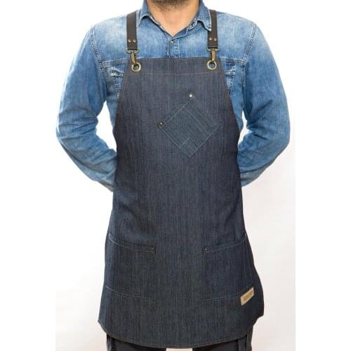 Mens Apron Bib Chef Kitchen Apron Barista Apron Bartender Coffee Restaurant Cooking Apron with Pockets