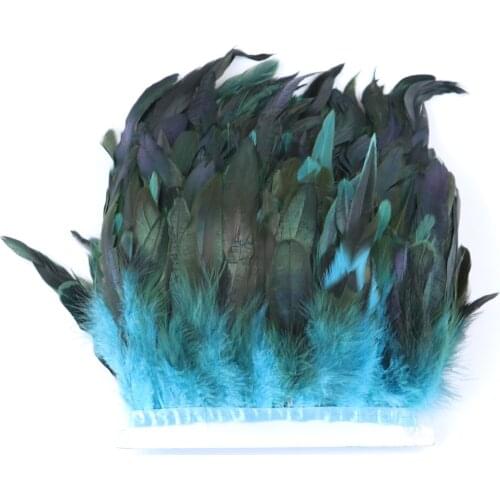 1 Meter/Lot Natural Soft Rooster Feathers Trim 15-20CM Black Plumes Fringe For Diy Sewing Clothing Needlework Decoration Crafts