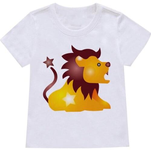 New Childrens Short Sleeve T-Shirt Cute Cartoon Constellation Print T-Shirt White Boys And Girls T-Shirt Top Fashion Casual Top