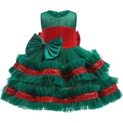 2021 New Christmas Dress for Baby Girls 1st Birthday Baptism Princess Fluffy Layered Tulle Dress Toddler Kids Clothes 0-5 Years