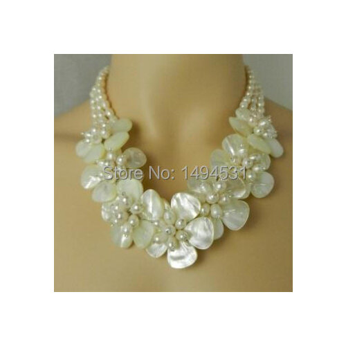 New Arriver Handmade Flower Jewelry Natural Freshwater Pearl Mop Shell Bridal Wedding Jewelry - Free Shipping