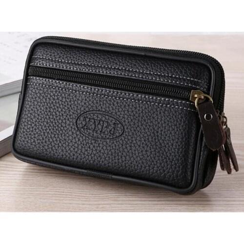 LKEEP Mobile Phone Waist Pack For Men Testificate Bag Leather Coin Purse Strap Pocket Cellphone Bag Clutch Bag Belt Waist Pouch