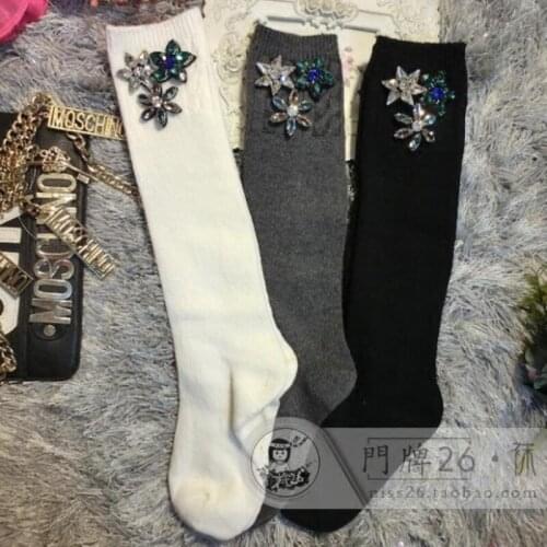 Sale Women Socks New 2020 Spring Handmade Custom Personalized Diamond Gem Flower Cotton Autumn Casual Solid Color Free Female