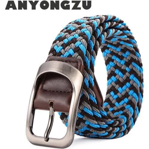 New Style Knitted No Belt Buckle Holes Pin Buckle Elastic Women Men Belt Trendy Canvas Joker Leisure No Rust Colorfast Waistband