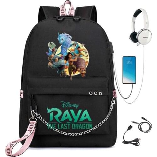Raya and The Last Drag Backpack For Teenagers USB Disney Princess Students School Bags Travel Shoulder Laptop Daily Mochilas