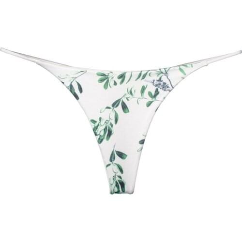Sexy Print Bikini Thongs G Strings for Women Low Rise Swim Bottom Female Cotton Tangas Panties Beachwear Spa Underpant Plus Size