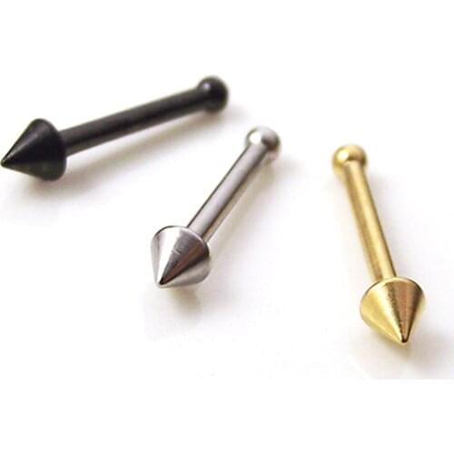2 Piece Gold Silver Black 316L Surgical Steel Spike Nose Ring Bone Stud 1.0mm 18G Tragus Earring Helix Body Piercing Jewelry
