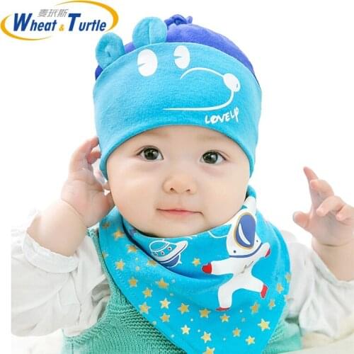 Mother Kids Baby Accessories Beanies SkulliesToddler Kids Girl Boy Printed Winter Hat Cap+Scarf Set Caps Bibs Burp Cloths