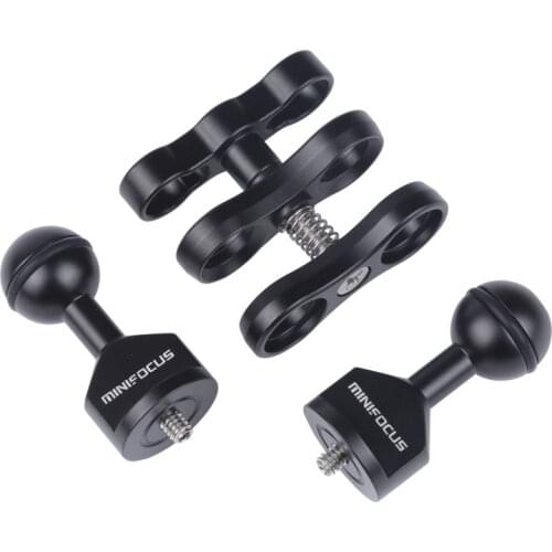Articulating Magic Arm with Double Ballheads (1/4 Screw) 1'' Ball Clamp Adapter Monitor Mount for Underwater Diving Camera Arm