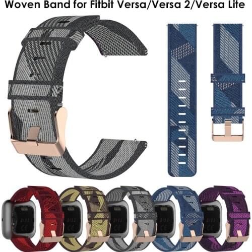 Woven Fabric Replacement Bands for Fitbit Versa/ Versa 2/ Versa Lite Smart Watchband Strap with Quick Release Nylon Wristbands