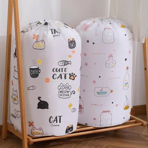 Storage Bag Large Capacity Cartoon Clothes Quilt Waterproof Moistureproof Mildewproof Daily Luggage Pull Rope Move Nordic Style