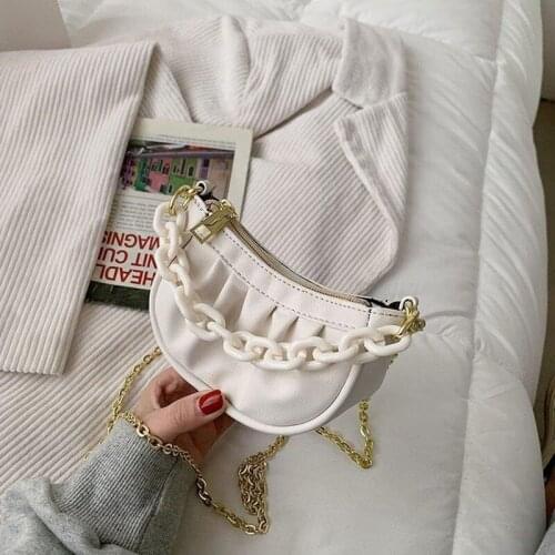 Crossbody Bags for Women Dumplings Bag Shoulder Bag Mini Travel Bag Chain Zipper Fashion PU Leather Solid Color 2021 New Handbag