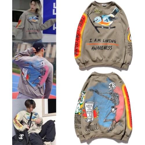 I AM LOVING awareness Sweatshirts Men Women pure freedom Kingfisher Logo Kanye West Hoodie Hip Hop Asian Size Hoodies