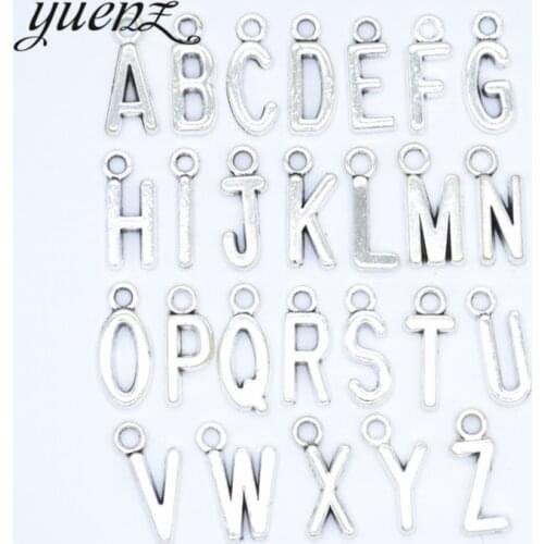 YuenZ 20pcs Alphabet Letter Antique Silver Color Charms Jewelry Handmade Pendants Jewelry Making Handmade DIY Bracelet 15*10mm