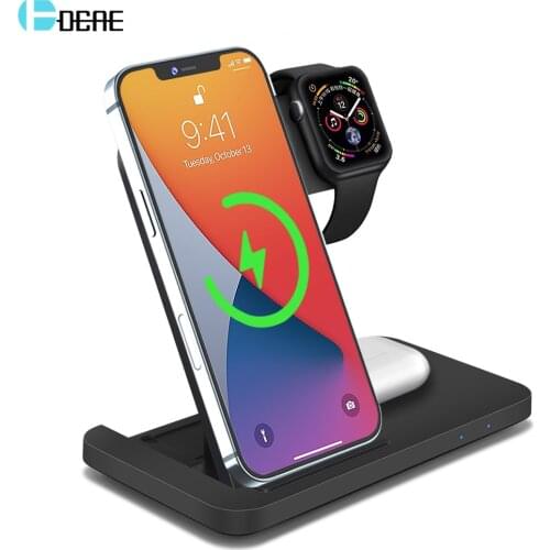 3 in 1 Qi Wireless Charger Stand For Apple Watch 6 5 4 3 2 Fast Charging Dock Station for iPhone 12 11 XS Max XR X 8 Airpods Pro