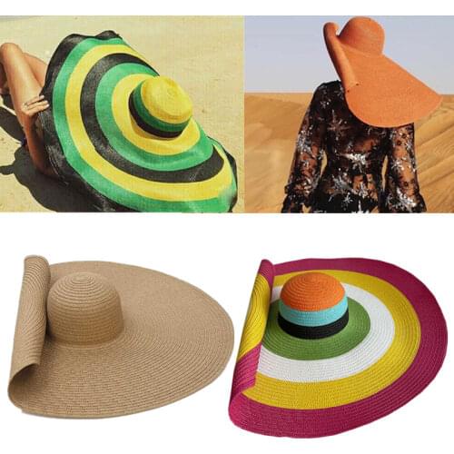 25CM Wide Brim Oversized Hats шляпа женская летняя For Women Girls соломенная шляпа Beach Sun Hats Summer Foldable Straw Hat